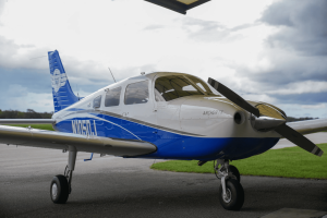 blue and white plane